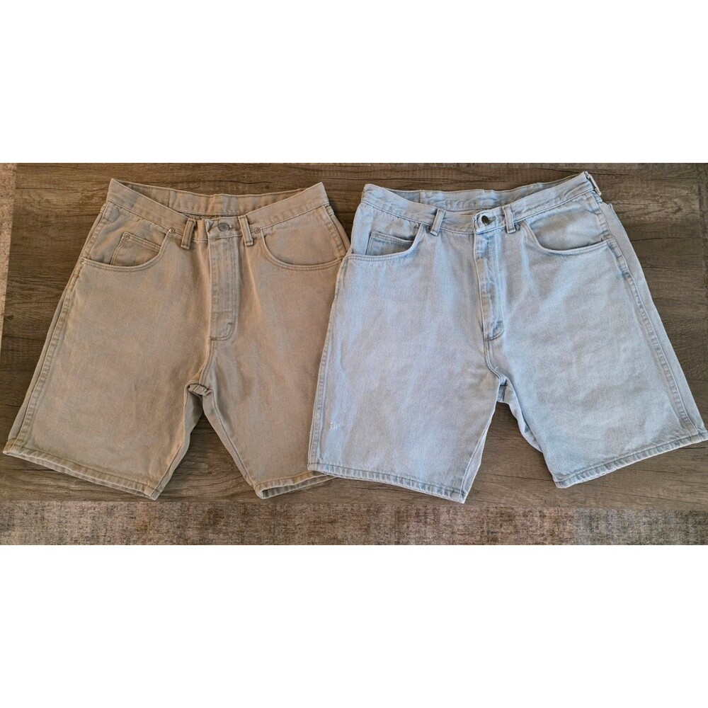 Vintage High Waisted Wrangler Denim Shorts Light Wash & Khaki Tan Mom Jorts Lot